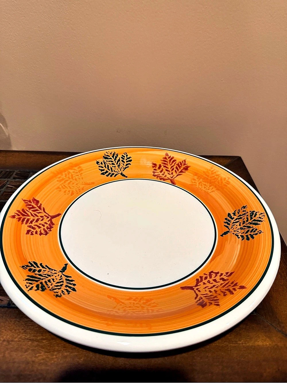 Roma Inc. Handpainted Floral Dinner Plate in Orange & White Like New